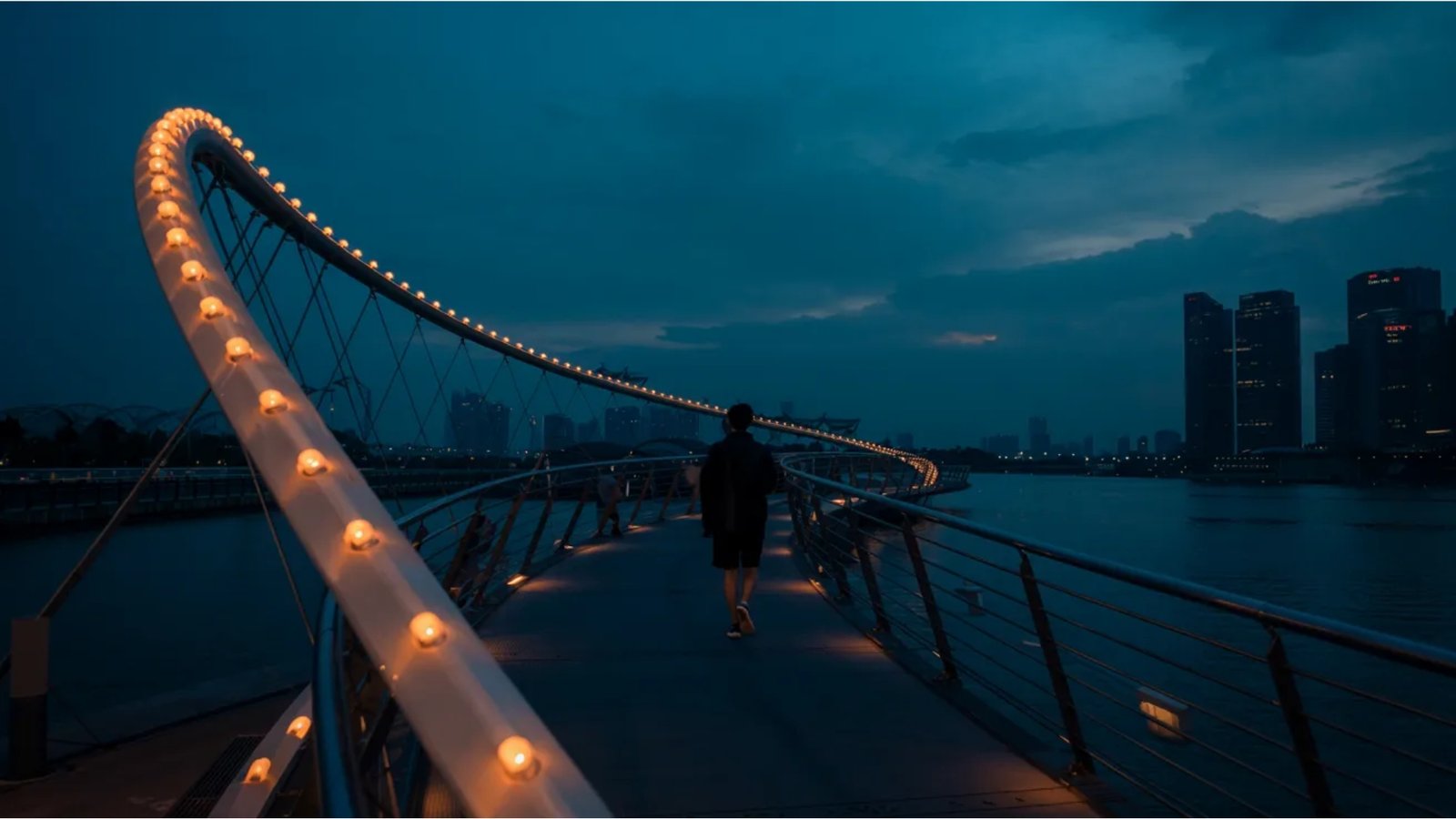 Home my magical walk across helix bridge at night
