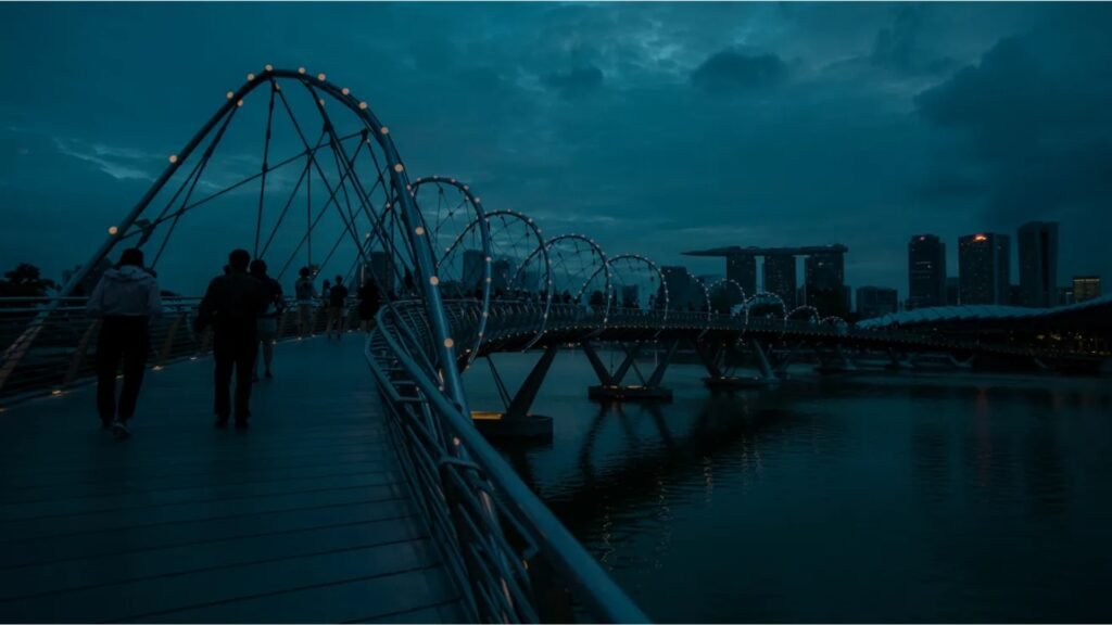 My Magical Walk Across Helix Bridge at Night walking across the helix bridge at night